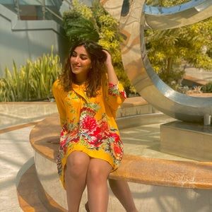 Riva Yellow/Floral Shirt Dress